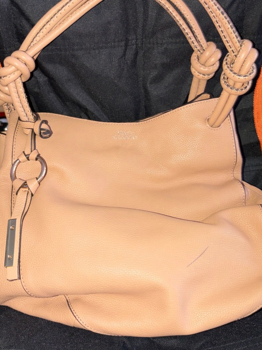 Vince Camuto Pebbled Leather Shoulder Bag in Taupe